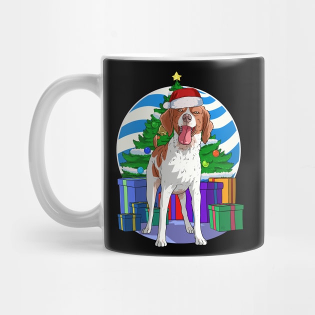 Brittany Dog Cute Santa Christmas Gift by Noseking